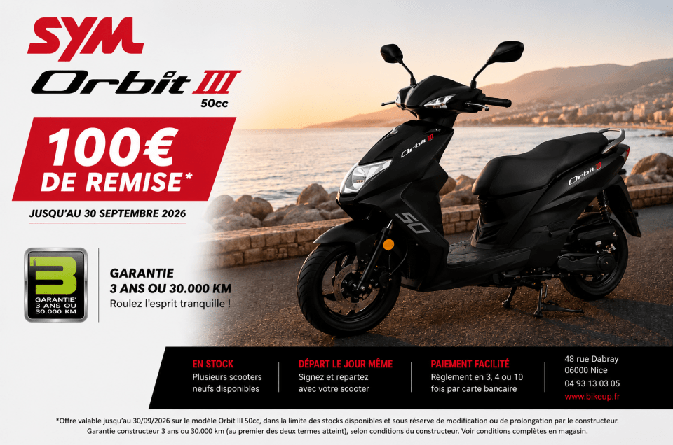 Scooter 50 pas cher à Nice : le SYM Orbit III à 1 799 €
