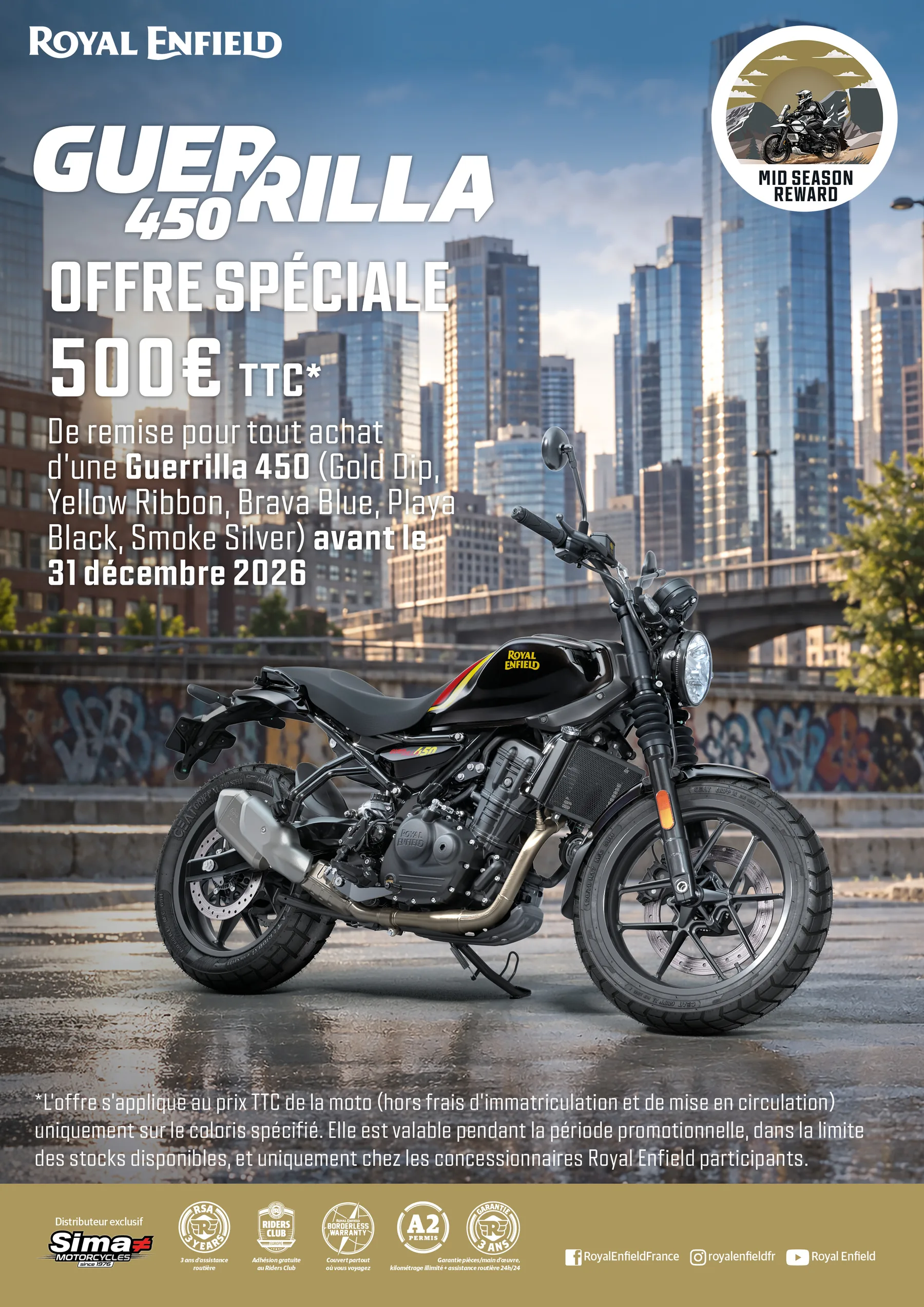 Offre spéciale Royal Enfield Guerrilla 450, 500 € de remise