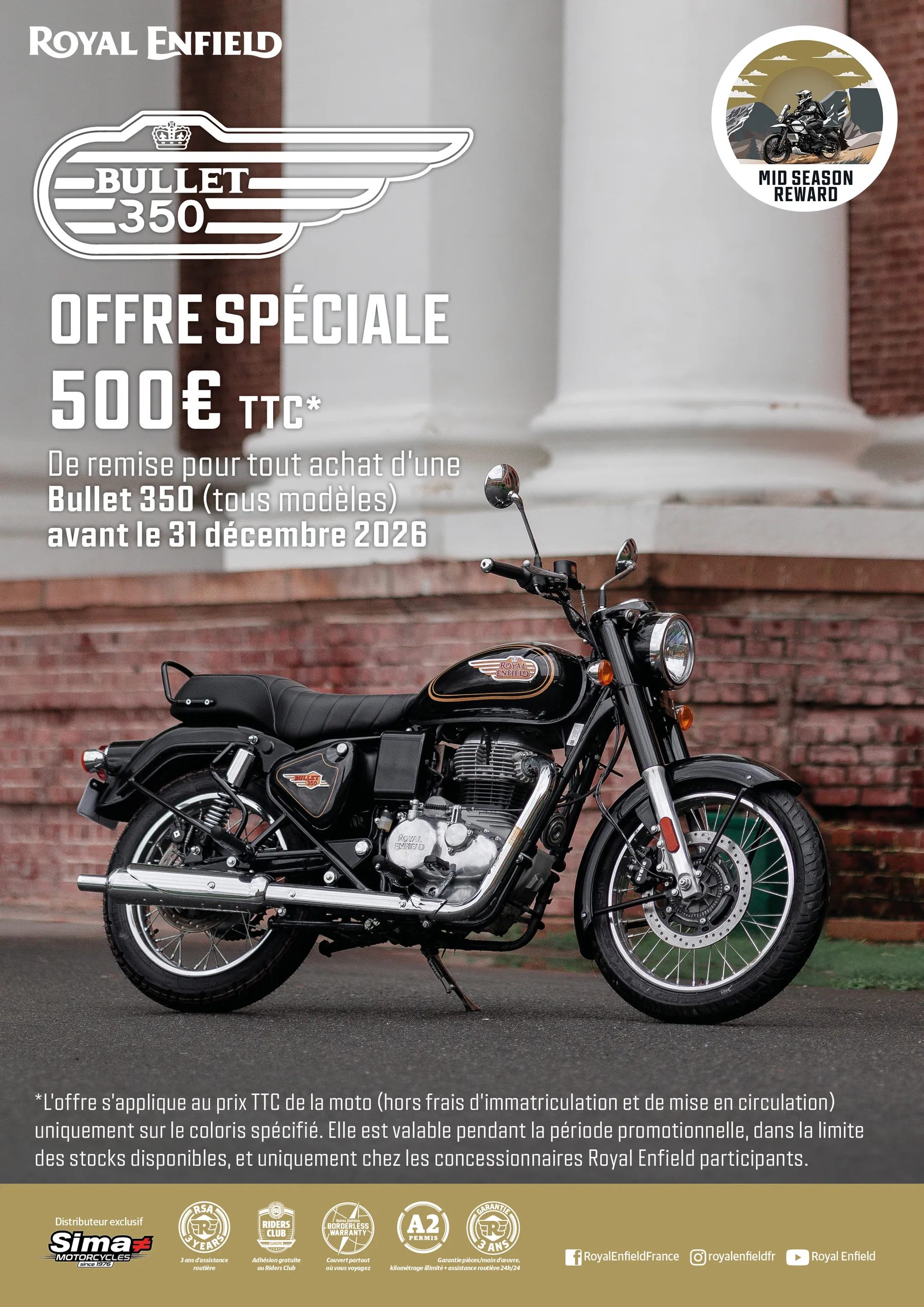 Offre spéciale Royal Enfield Bullet 350, 500 € de remise